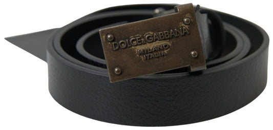 Dolce &amp; Gabbana Ceinture à boucle avec logo antique en cuir noir