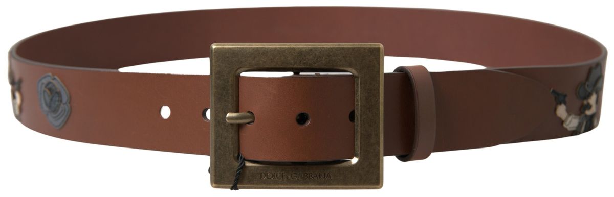 Ceinture à boucle carrée Dolce &amp; Gabbana en cuir marron #DGFAMLY