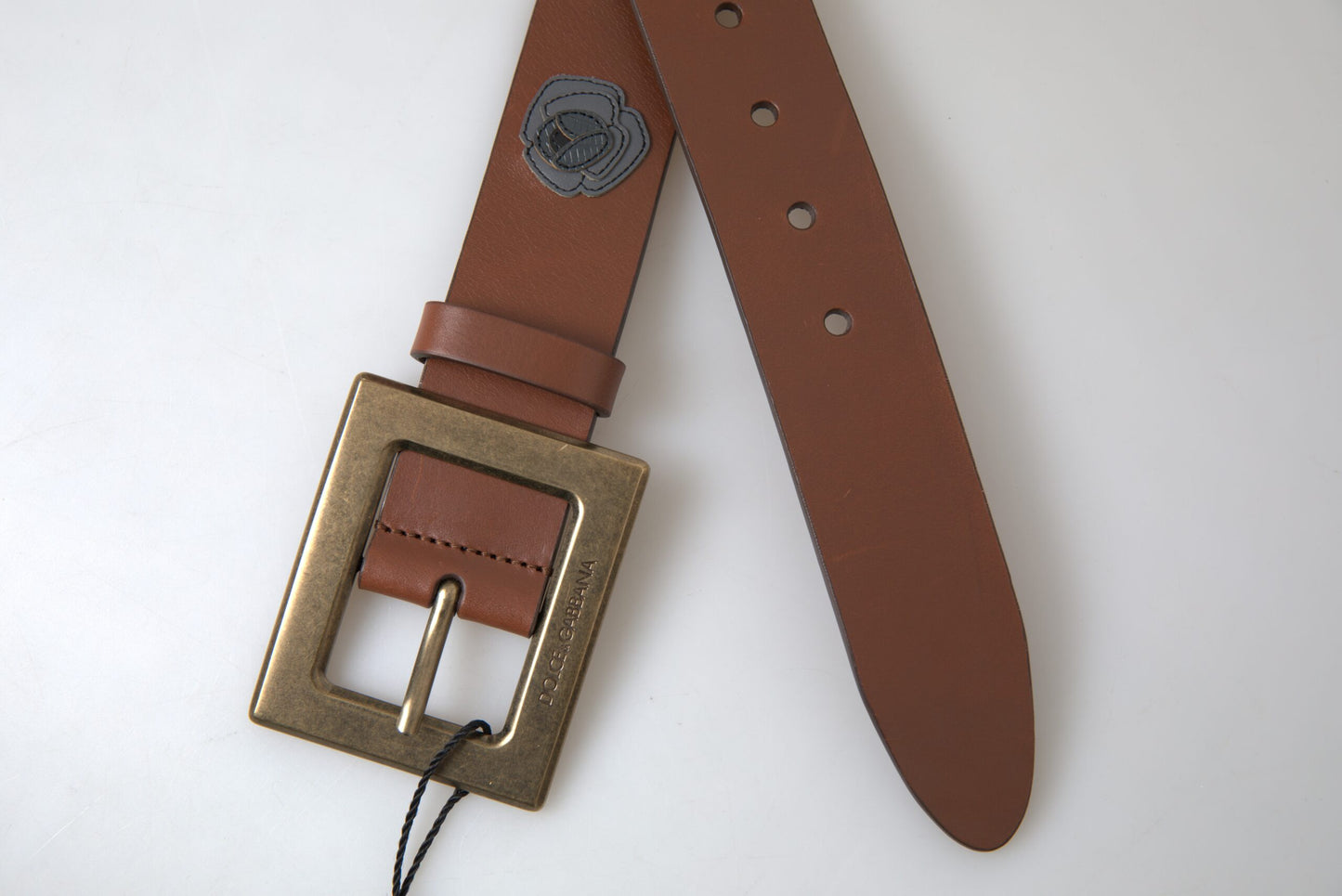 Ceinture à boucle carrée Dolce &amp; Gabbana en cuir marron #DGFAMLY