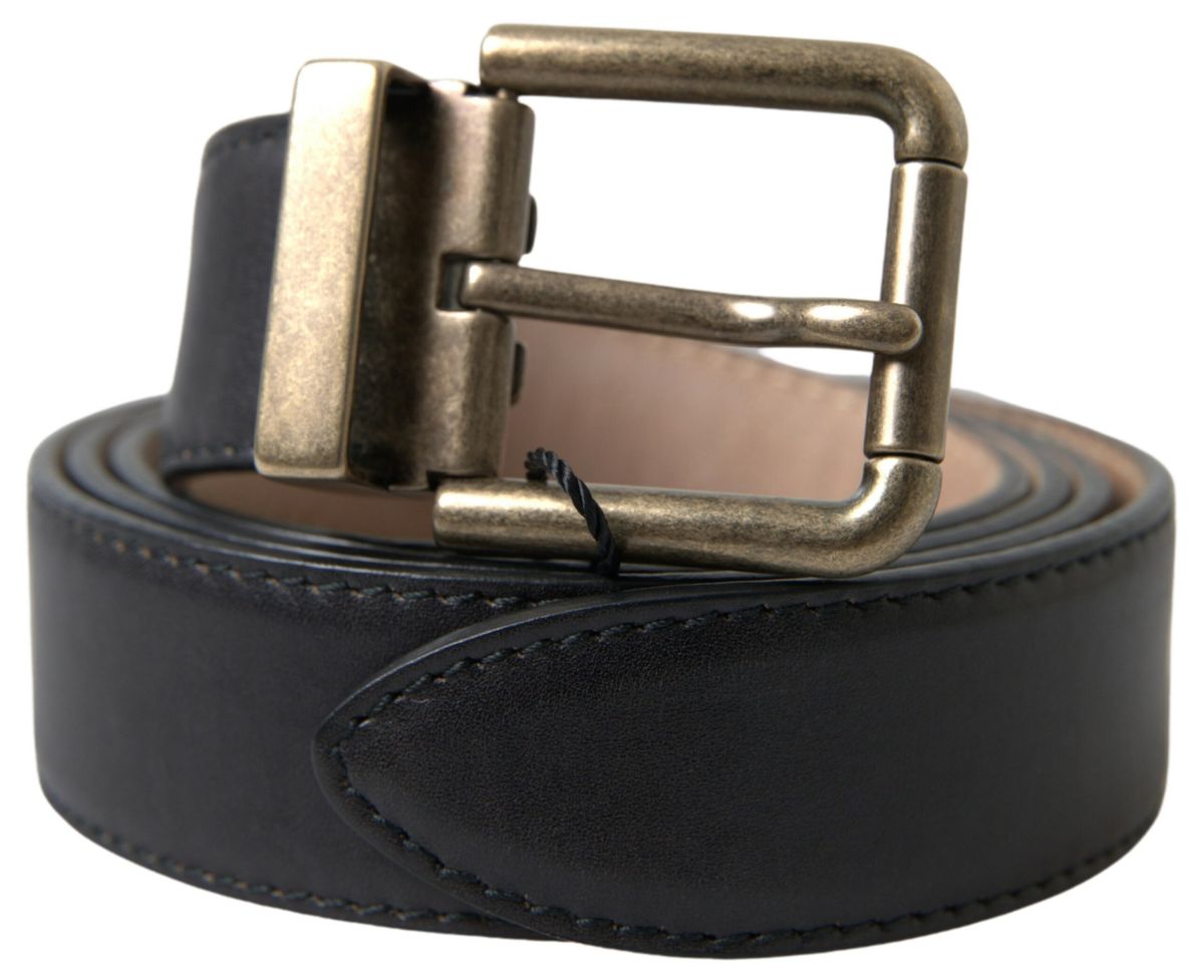 Dolce &amp; Gabbana Ceinture à boucle en métal antique en cuir noir