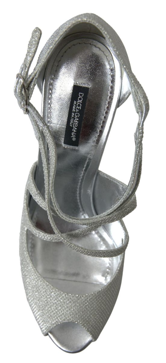 Dolce &amp; Gabbana Argent Shimmers Sandales Talon Escarpins Chaussures