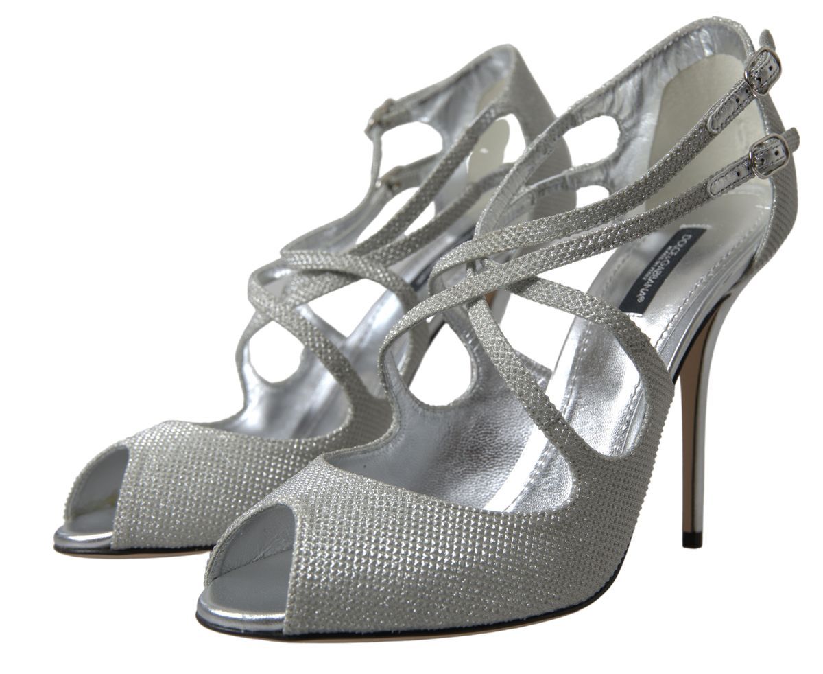 Dolce &amp; Gabbana Argent Shimmers Sandales Talon Escarpins Chaussures