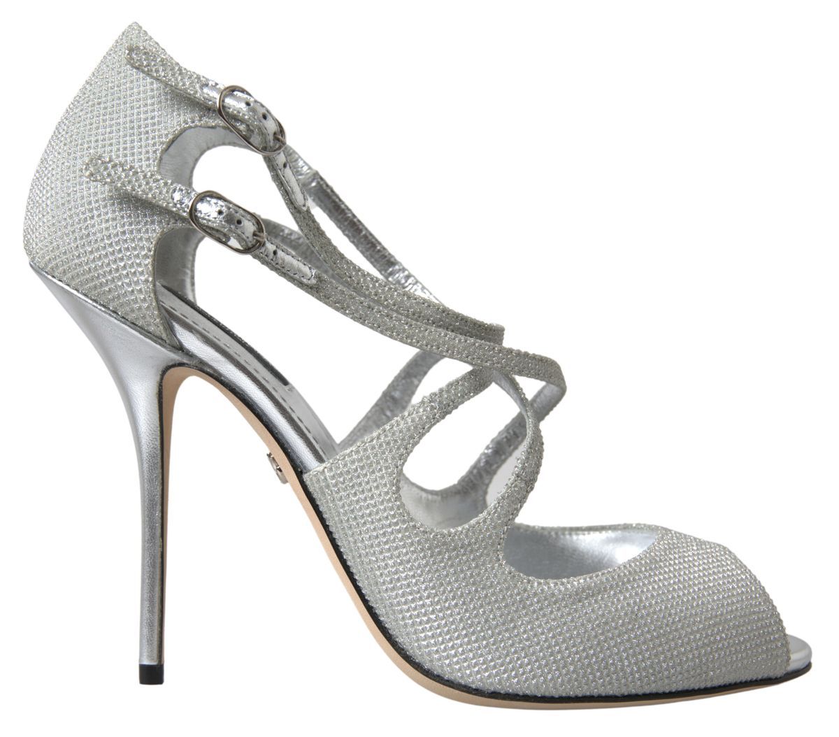 Dolce &amp; Gabbana Silber schimmernde Sandalen mit Absatz und Pumps