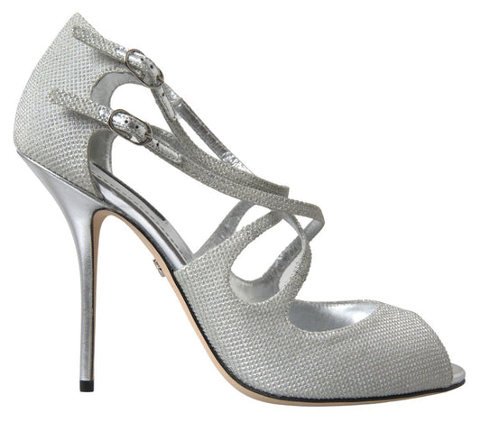 Dolce &amp; Gabbana Argent Shimmers Sandales Talon Escarpins Chaussures