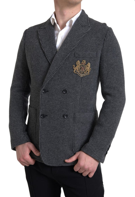 Dolce &amp; Gabbana Blazer croisé gris avec logo brodé