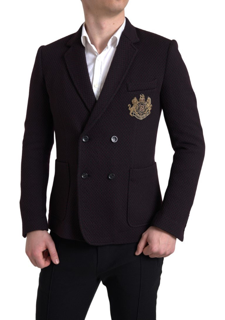 Dolce &amp; Gabbana Lila zweireihiger Blazer mit Logo-Stickerei