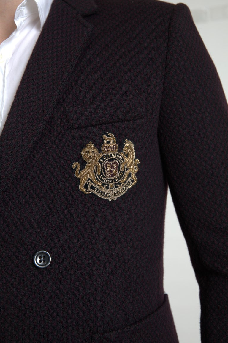 Dolce &amp; Gabbana Lila zweireihiger Blazer mit Logo-Stickerei