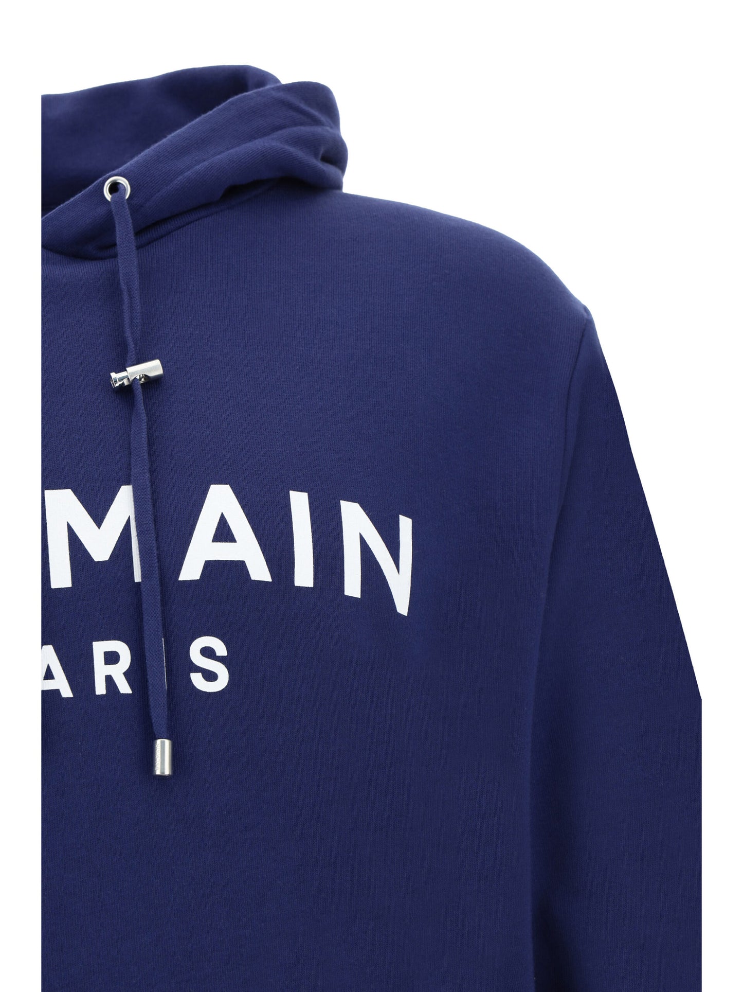 Sweat à capuche en coton bleu Balmain