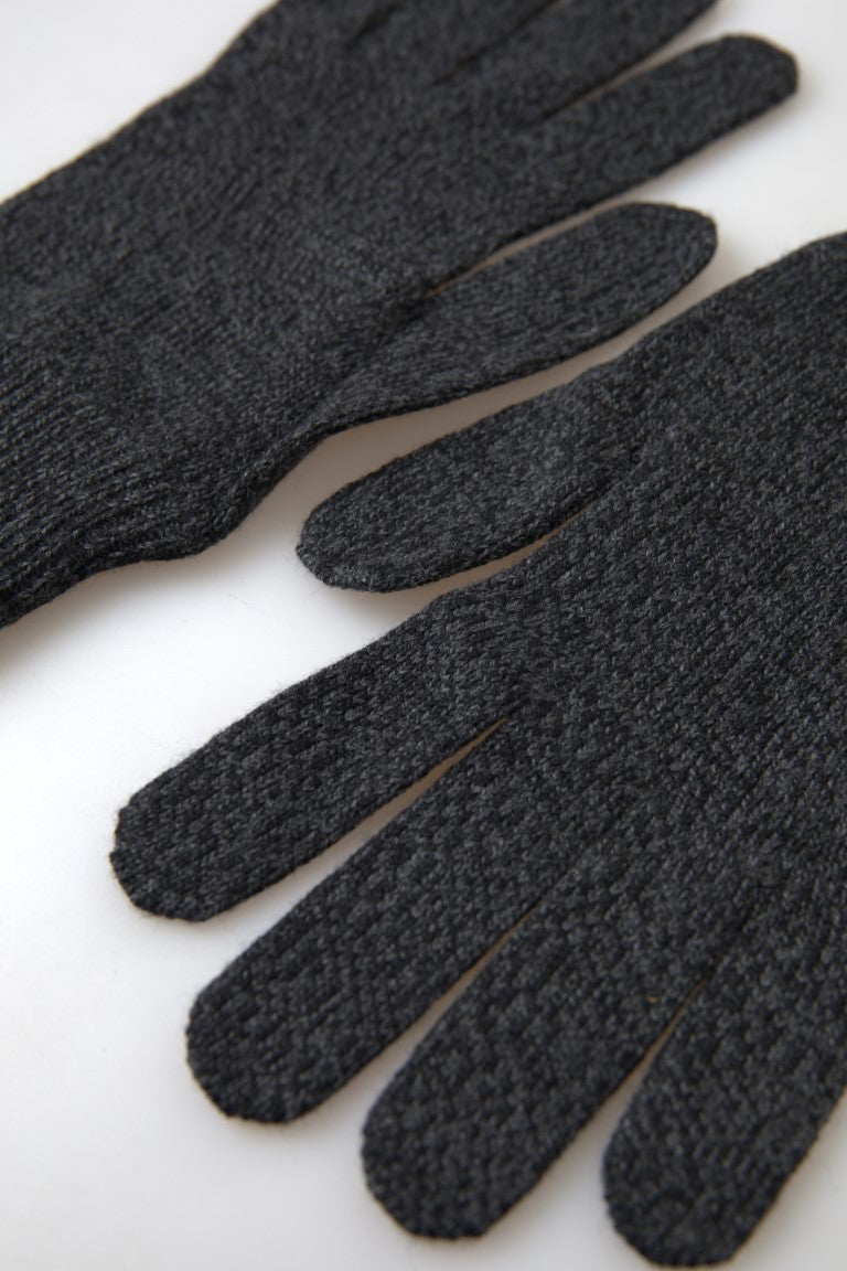 Dolce &amp; Gabbana Gants pour hommes en tricot de laine vierge grise