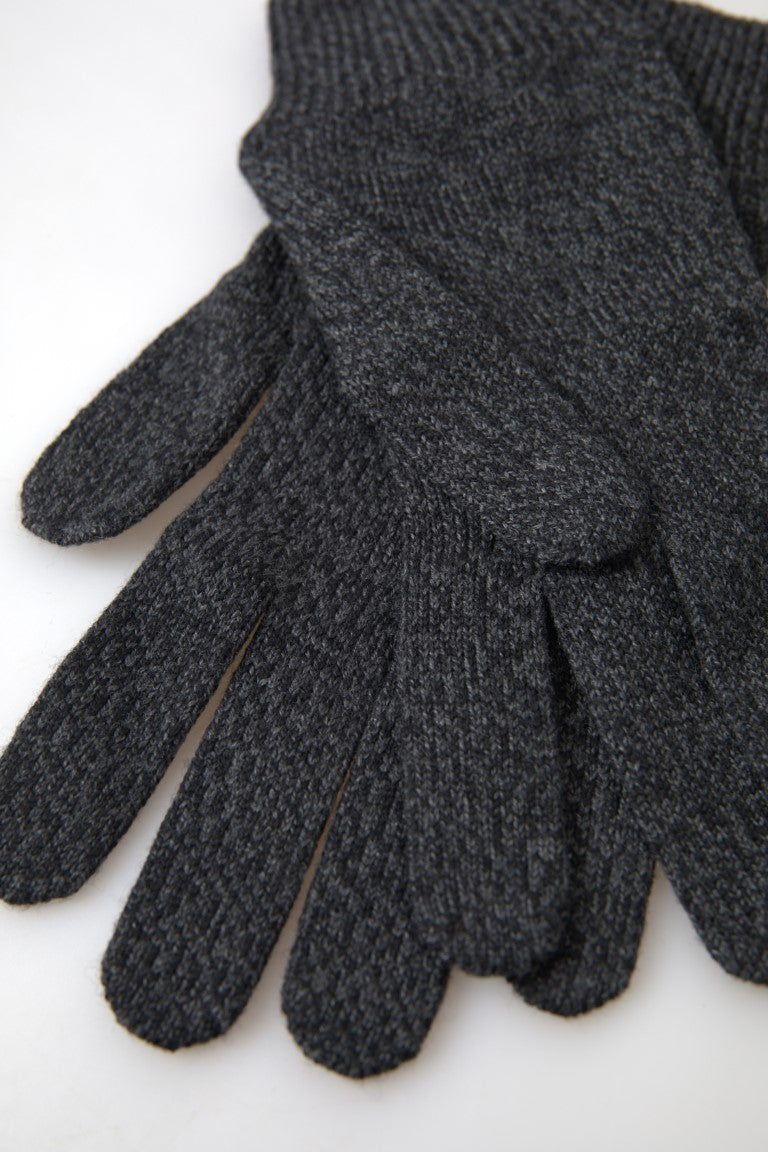 Dolce &amp; Gabbana Gants pour hommes en tricot de laine vierge grise