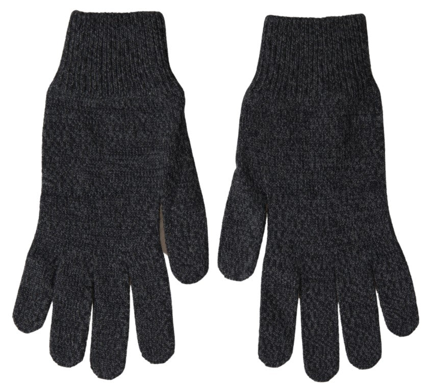 Dolce &amp; Gabbana Gants pour hommes en tricot de laine vierge grise