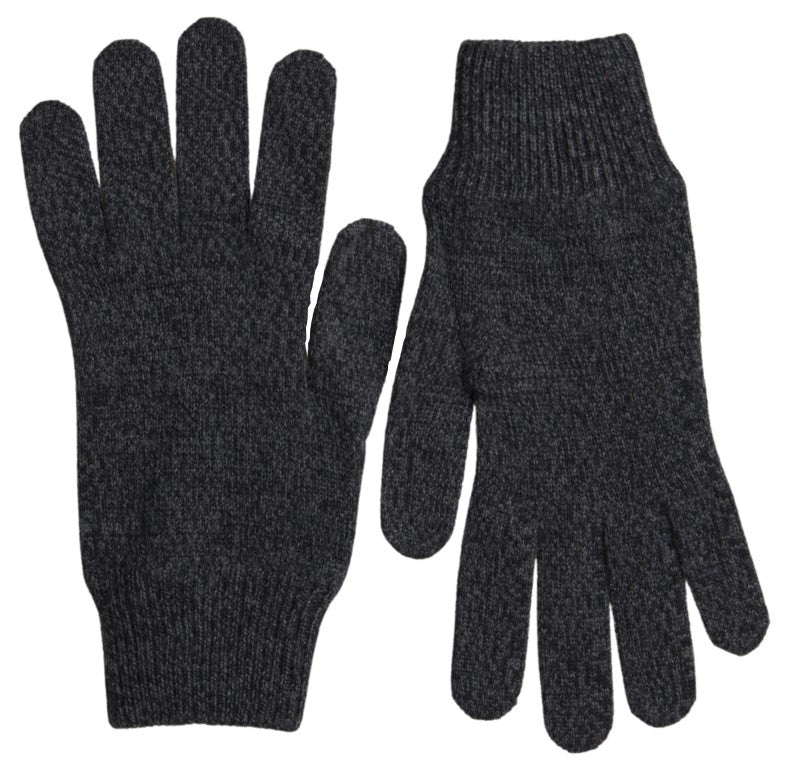 Dolce &amp; Gabbana Gants pour hommes en tricot de laine vierge grise