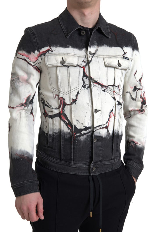 Mehrfarbige Jeansjacke aus Baumwolle mit Kragen von Dolce &amp; Gabbana