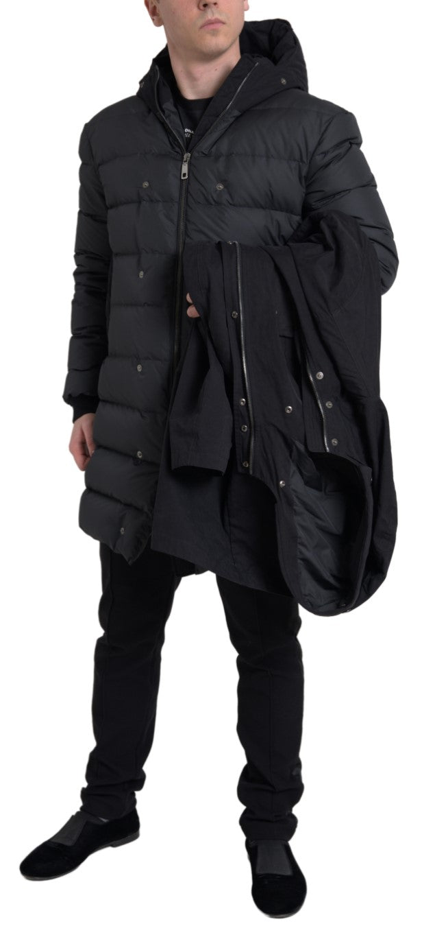 Dolce &amp; Gabbana Parka à capuche noire en coton Trench-coat