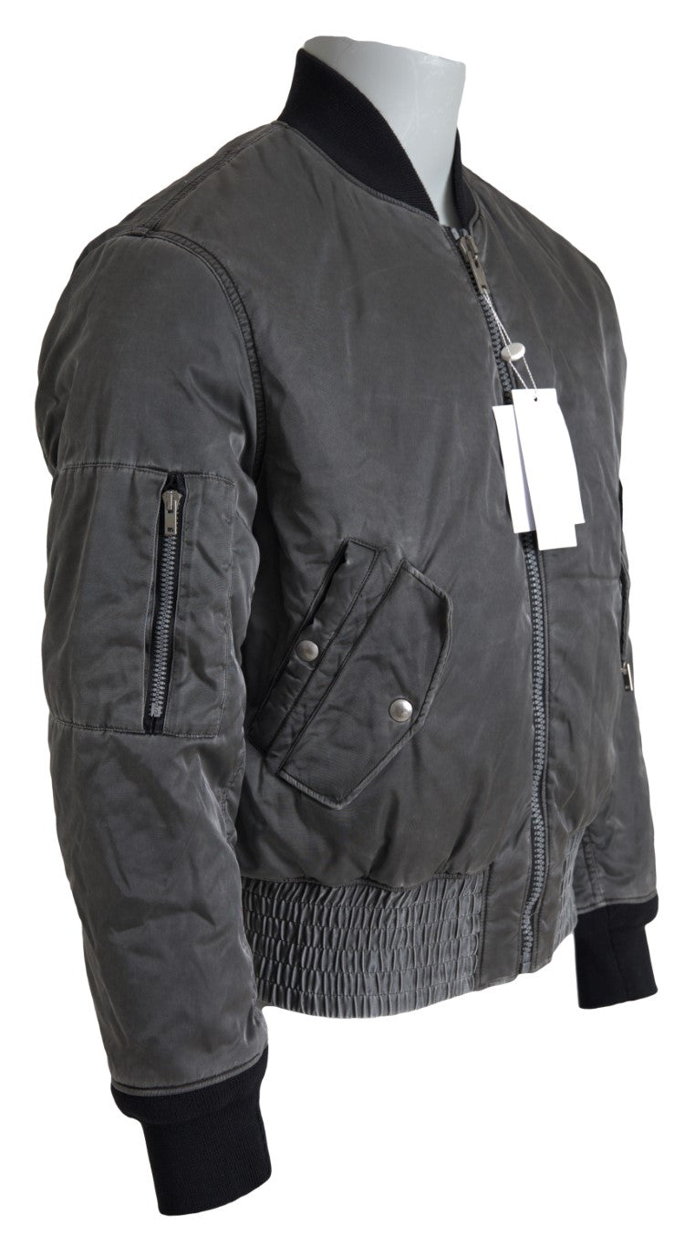 MM6 Maison Margiela Veste bomber grise avec poches zippées et manches