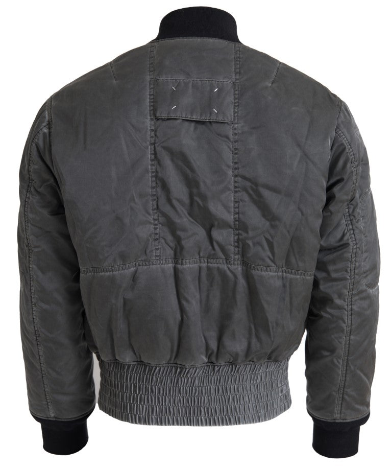 MM6 Maison Margiela Veste bomber grise avec poches zippées et manches