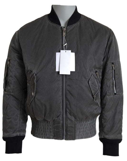 MM6 Maison Margiela Veste bomber grise avec poches zippées et manches