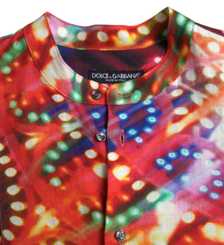 Dolce &amp; Gabbana Chemise en lin imprimé Luminarie multicolore