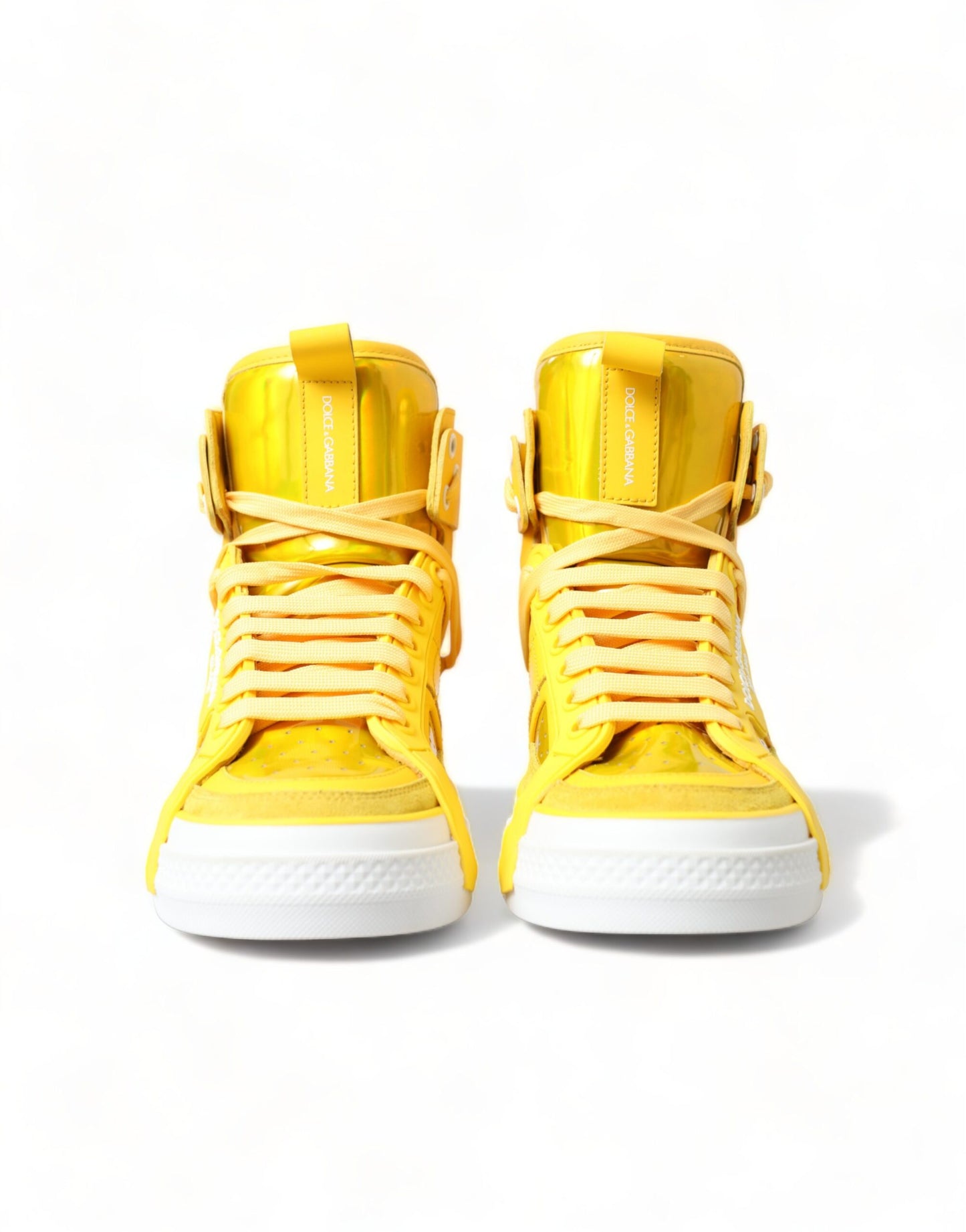 Dolce &amp; Gabbana Baskets montantes en cuir blanc jaune