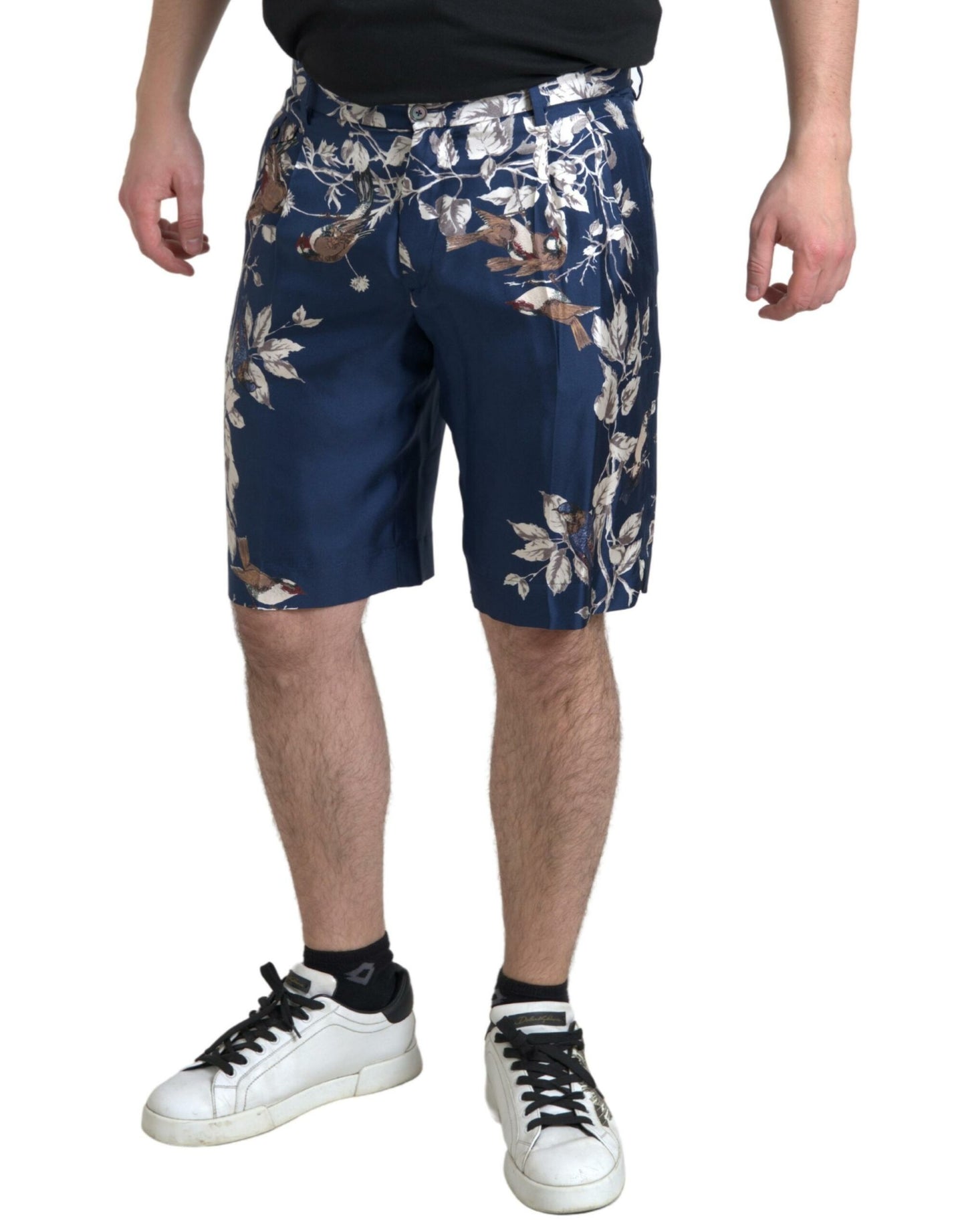 Dolce &amp; Gabbana Bermuda en soie à imprimé floral bleu pour homme