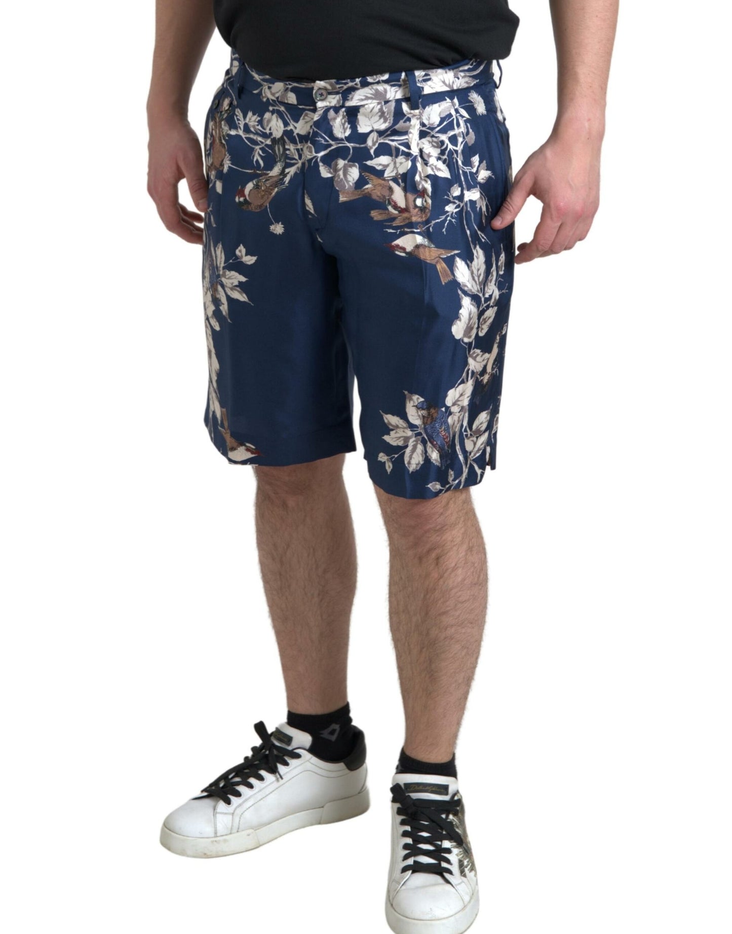 Dolce &amp; Gabbana Bermuda en soie à imprimé floral bleu pour homme