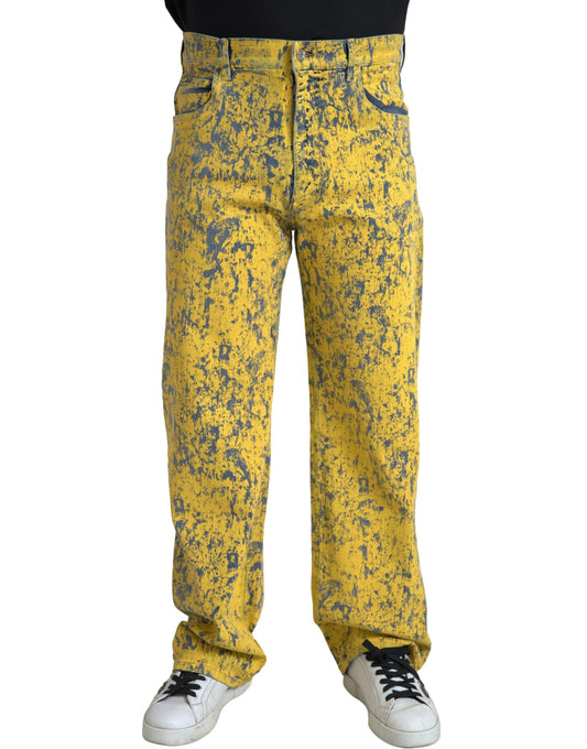 Dolce &amp; Gabbana Jean droit en denim tie-dye en coton jaune