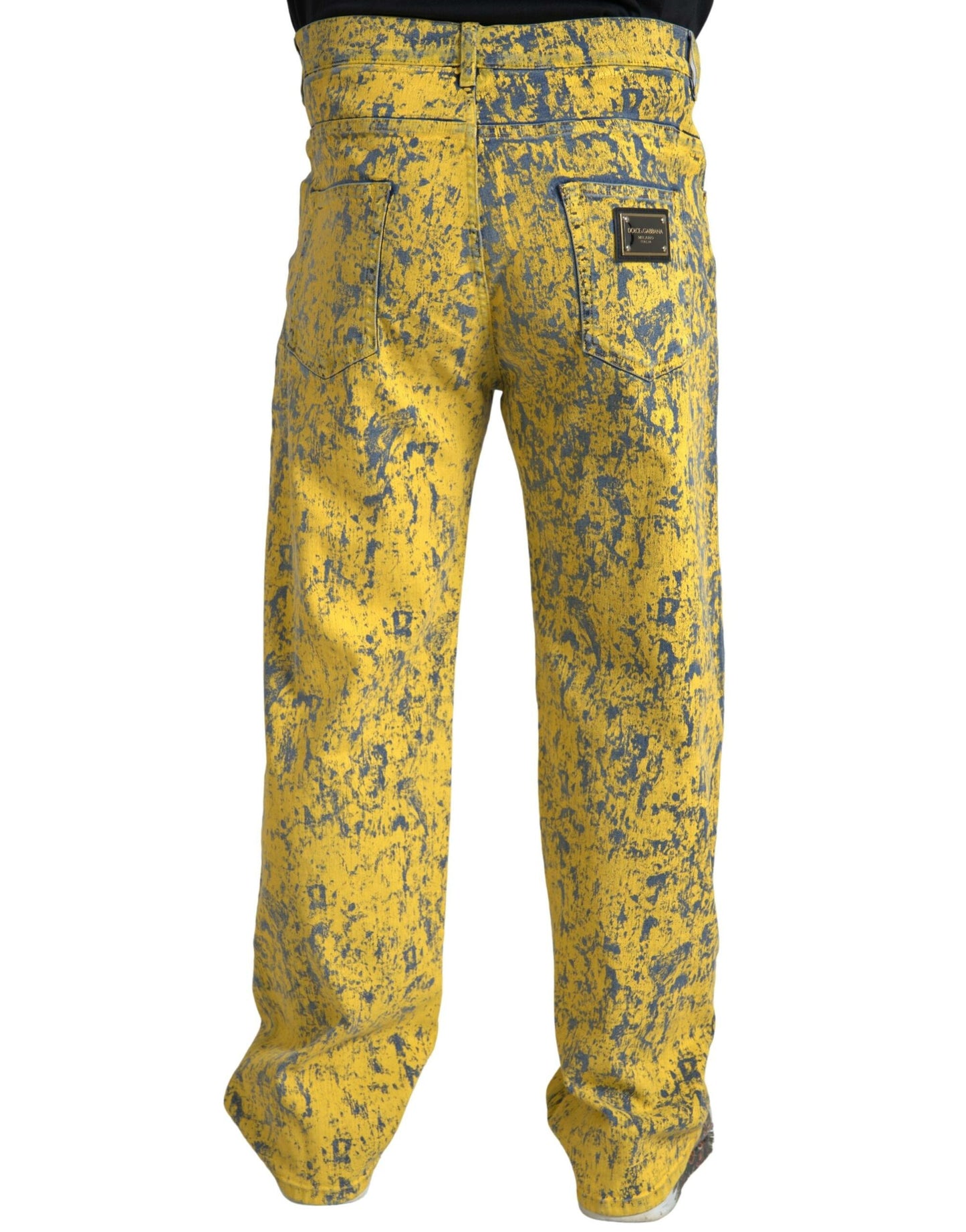 Dolce &amp; Gabbana Jean droit en denim tie-dye en coton jaune