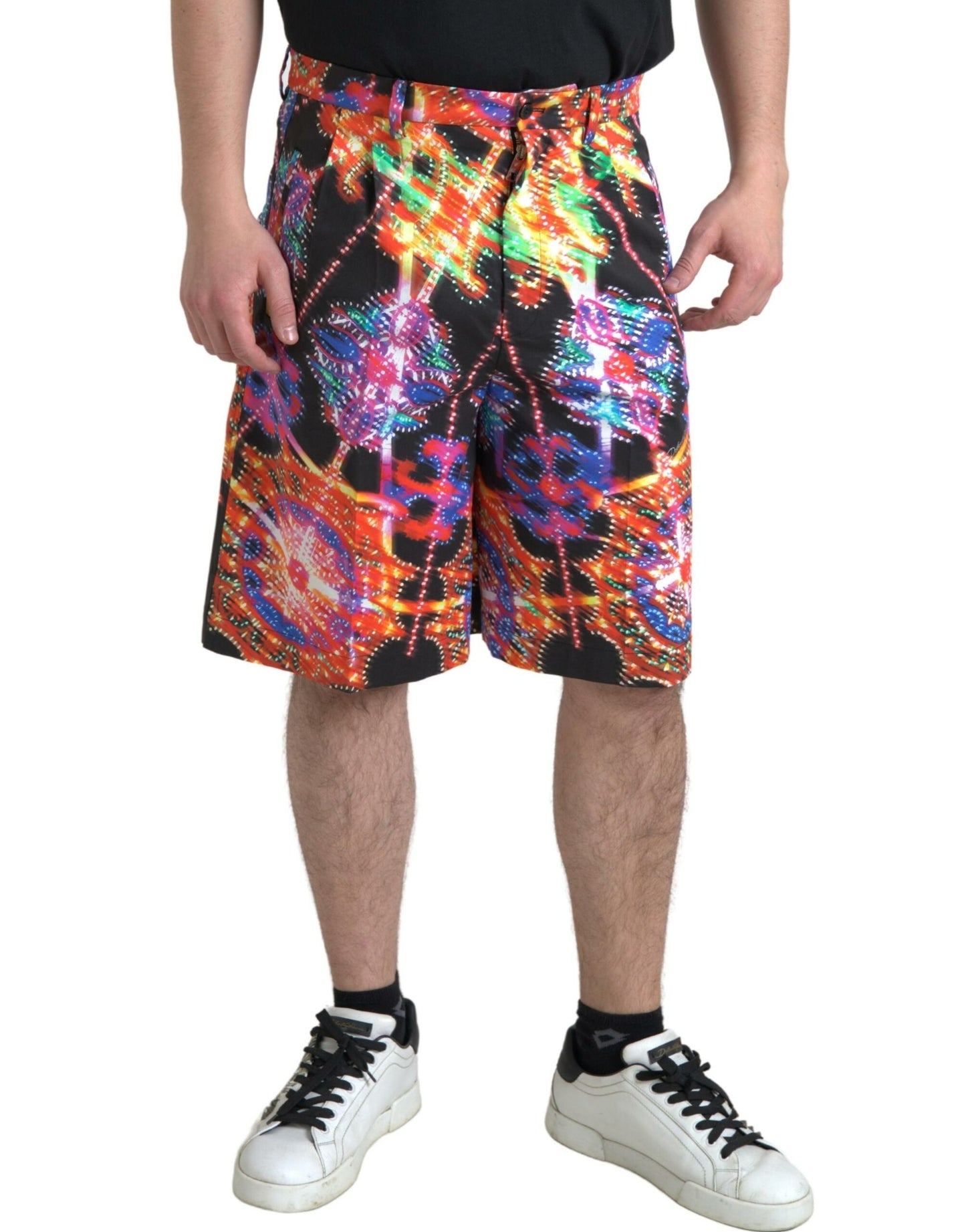 Mehrfarbig bedruckte Herren-Bermudashorts aus Baumwolle von Dolce &amp; Gabbana