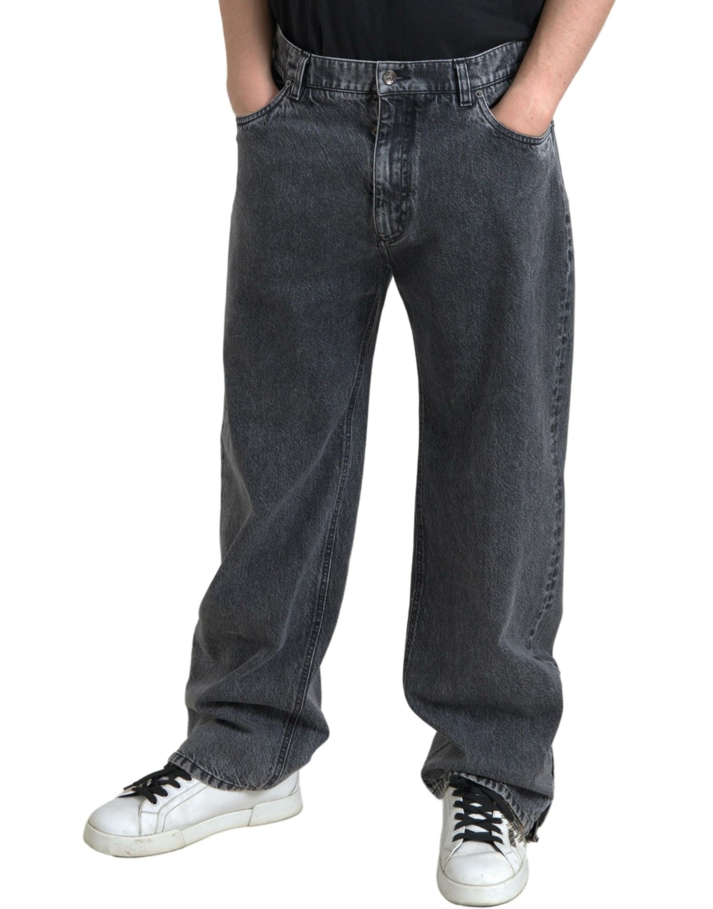 Dolce &amp; Gabbana Jean droit en coton gris foncé pour homme