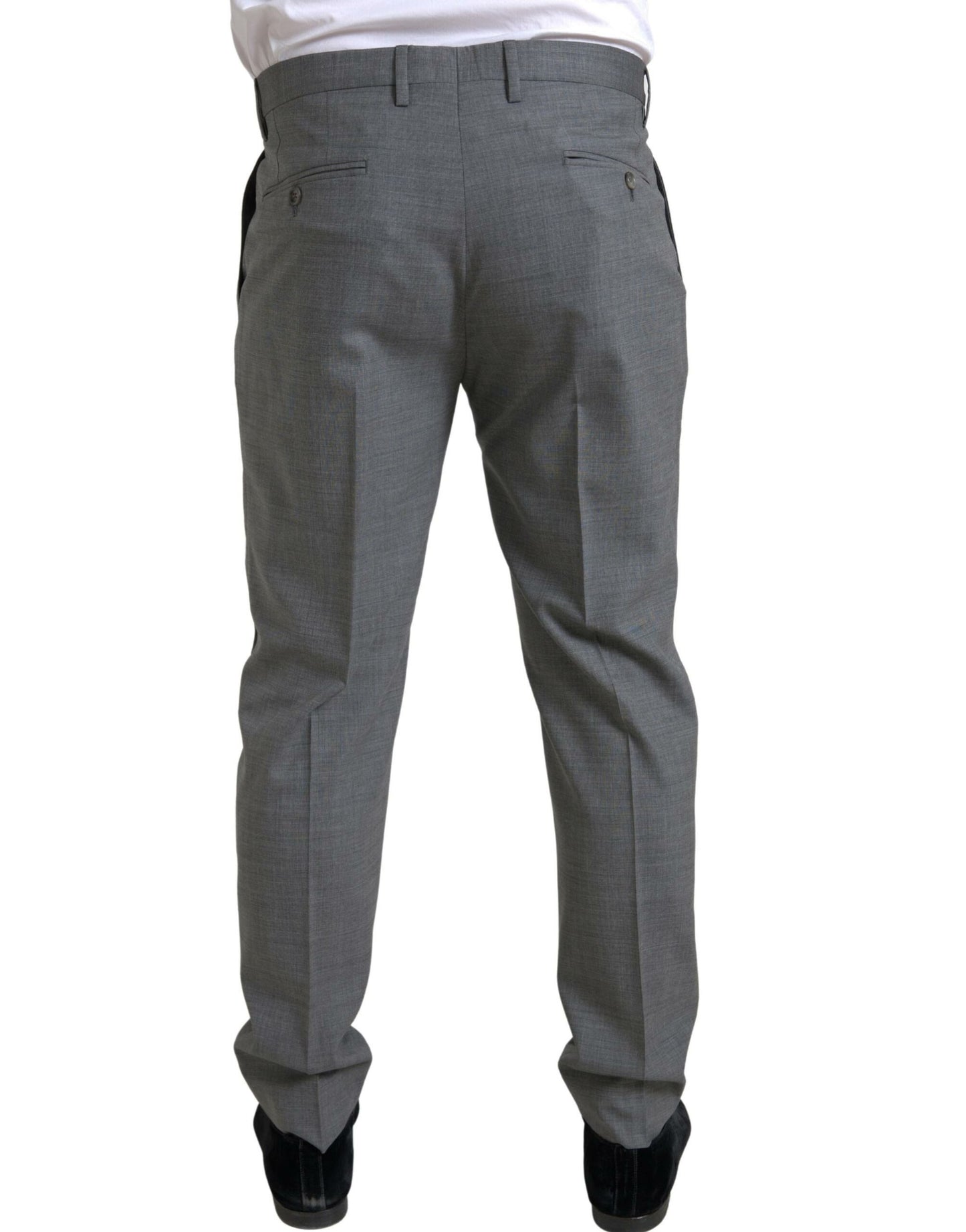 Dolce &amp; Gabbana Pantalon chino en laine gris skinny pour hommes