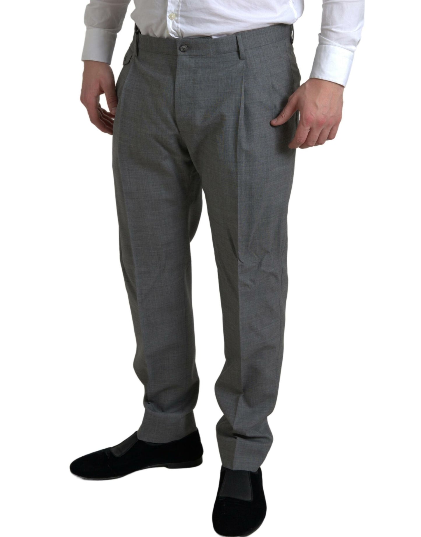 Dolce &amp; Gabbana Pantalon chino en laine gris skinny pour hommes