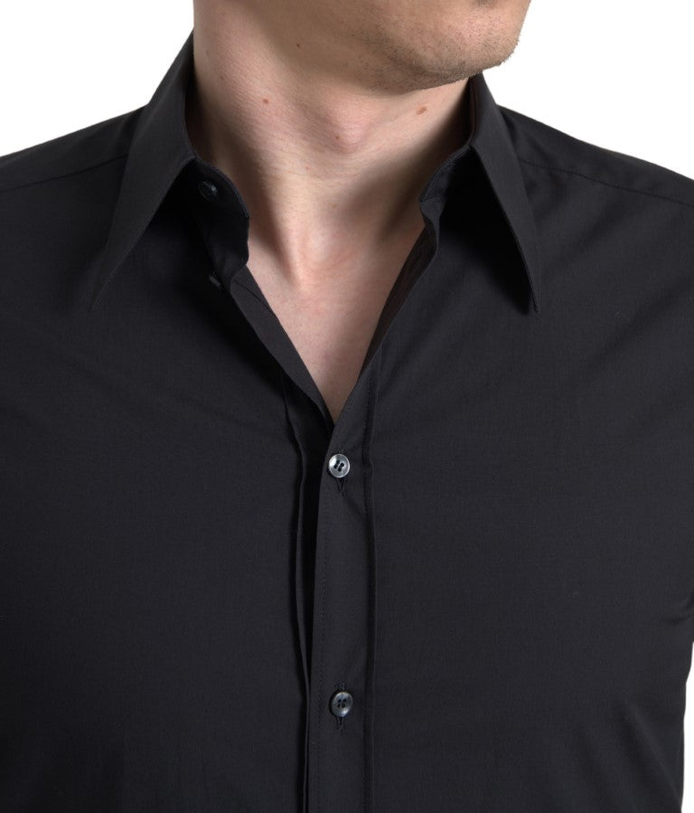 Dolce &amp; Gabbana Chemise MARTINI à manches longues en coton noir pour hommes