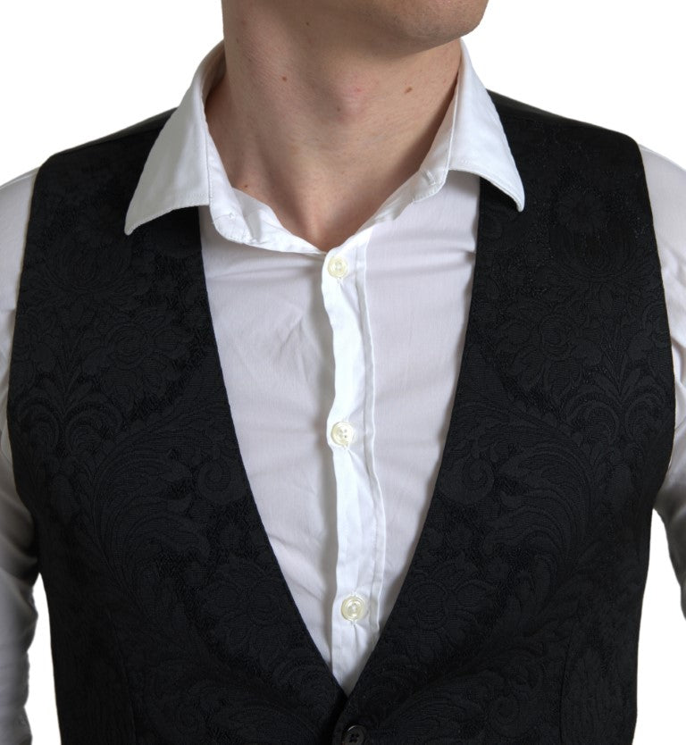 Dolce &amp; Gabbana Gilet en polyester noir Gilet formel pour hommes