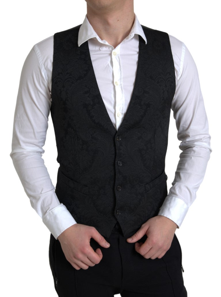 Dolce &amp; Gabbana Gilet en polyester noir Gilet formel pour hommes