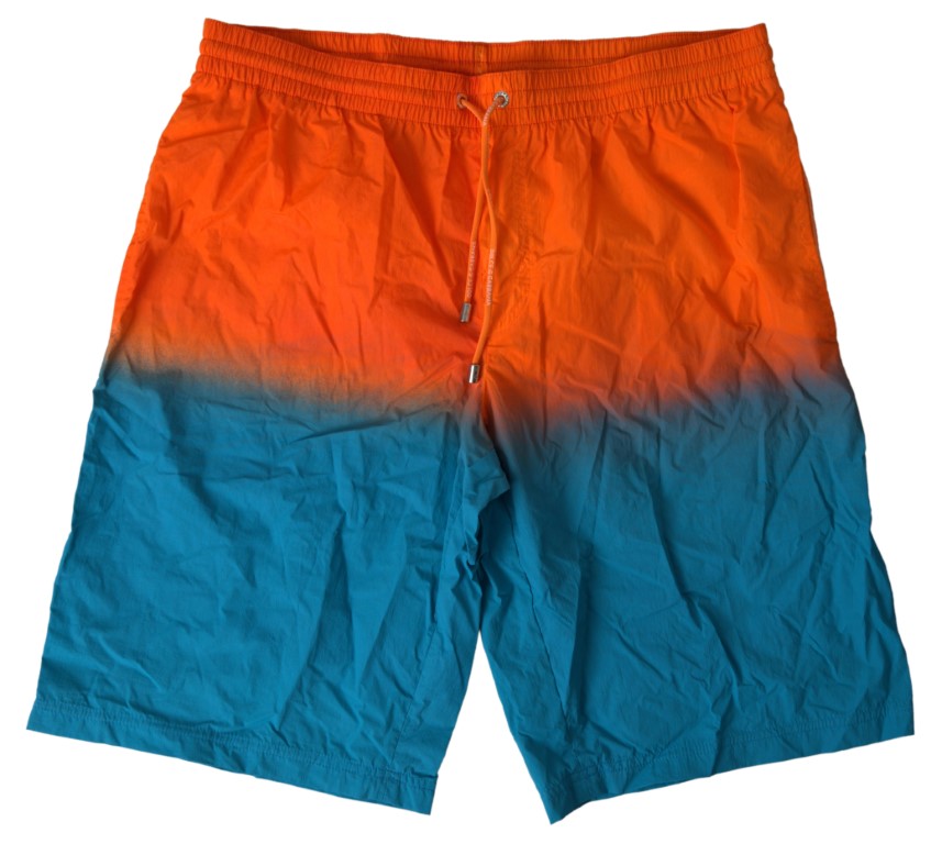 Dolce &amp; Gabbana Orange Bleu Dégradé Beachwear Maillots De Bain Shorts