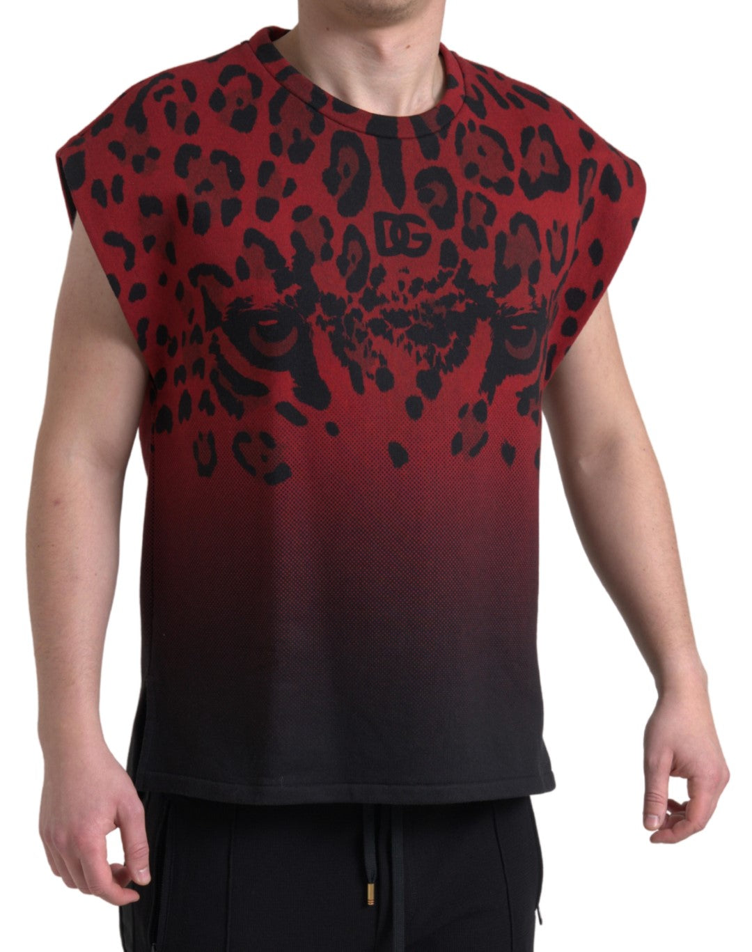 Dolce &amp; Gabbana T-shirt débardeur sans manches en coton léopard rouge