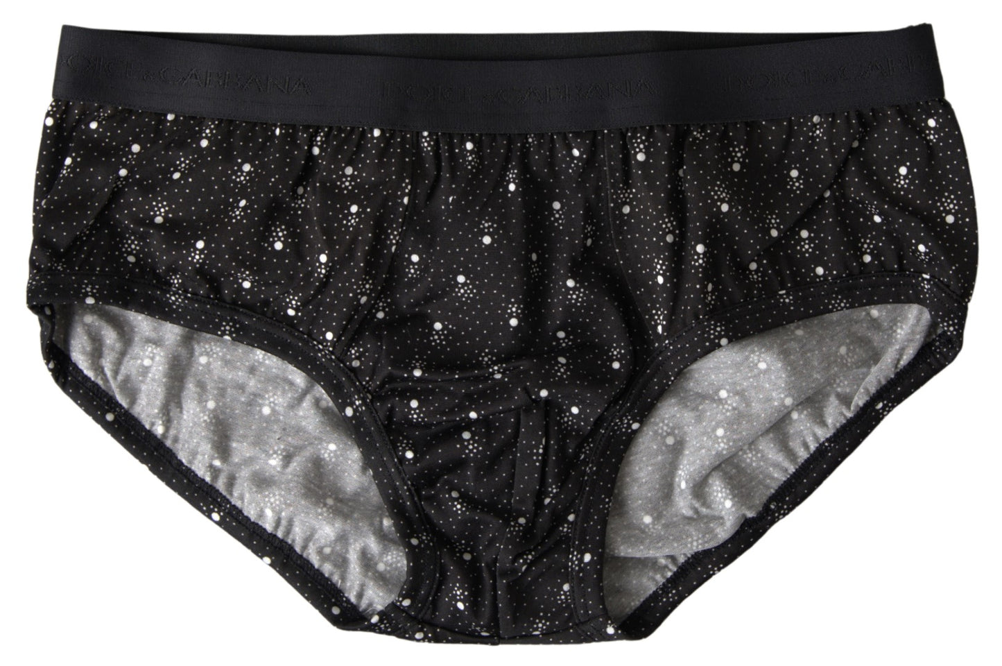 Dolce &amp; Gabbana Schwarz gepunktete Brandon-Slips aus Baumwolle