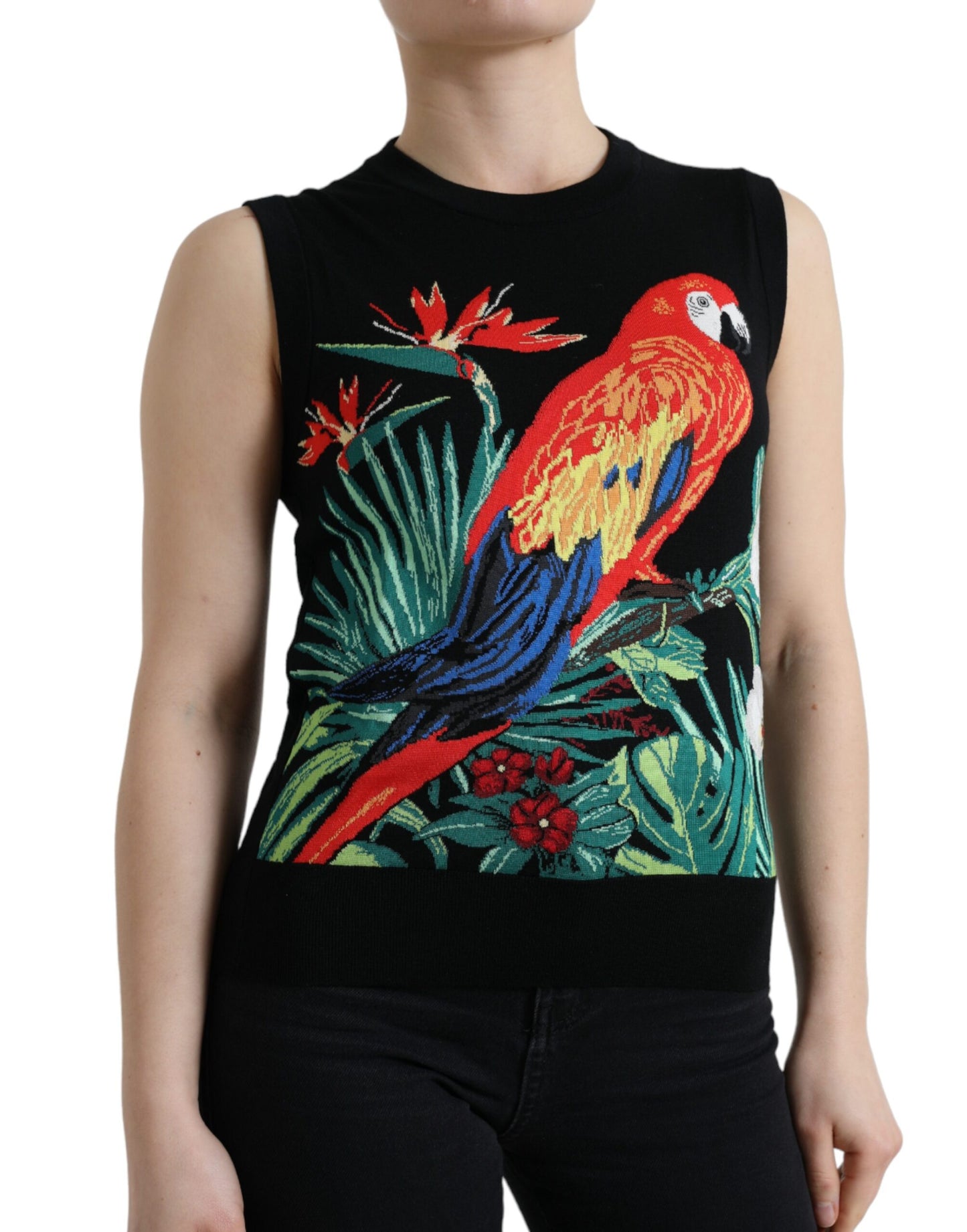 Dolce &amp; Gabbana T-shirt débardeur sans manches en laine noire Bird