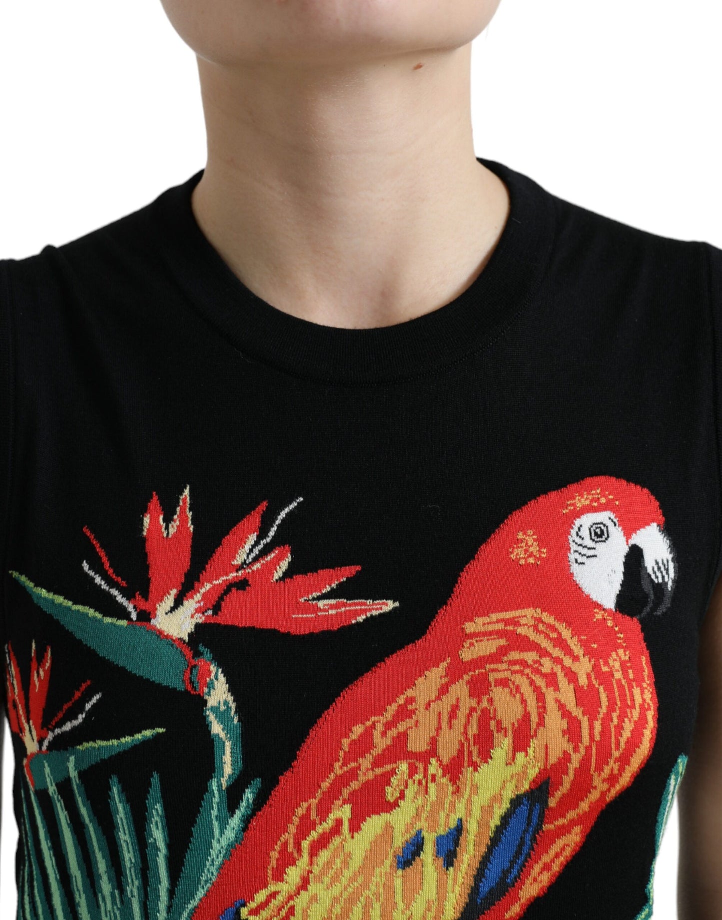 Dolce &amp; Gabbana T-shirt débardeur sans manches en laine noire Bird