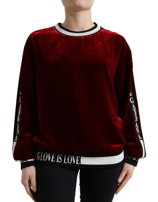 Dolce &amp; Gabbana Bordeaux-Samt-Pullover mit Rundhalsausschnitt