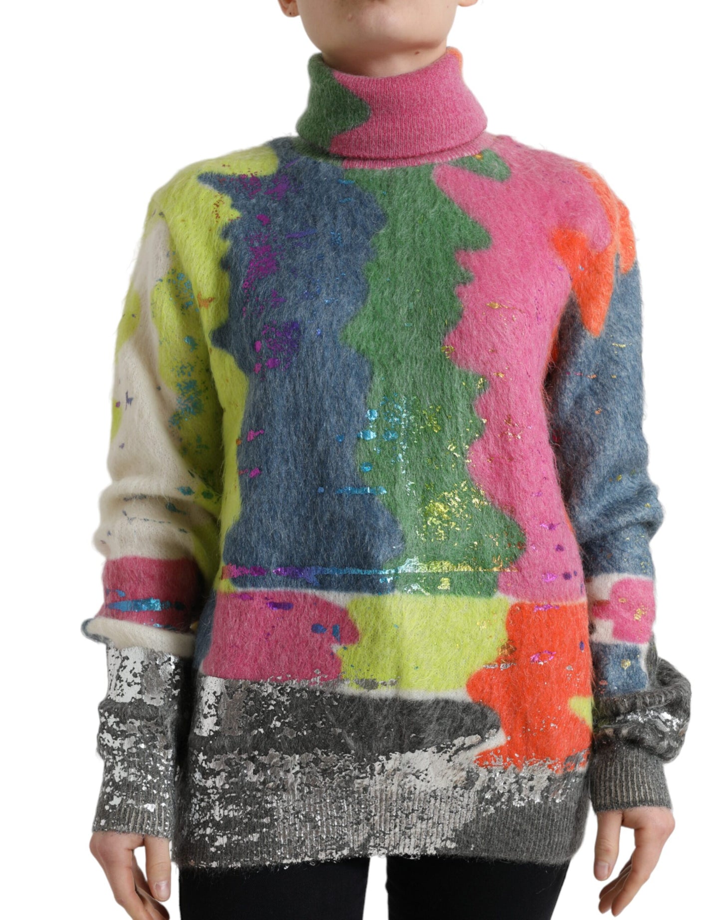 Dolce &amp; Gabbana Pull à col roulé en mohair multicolore