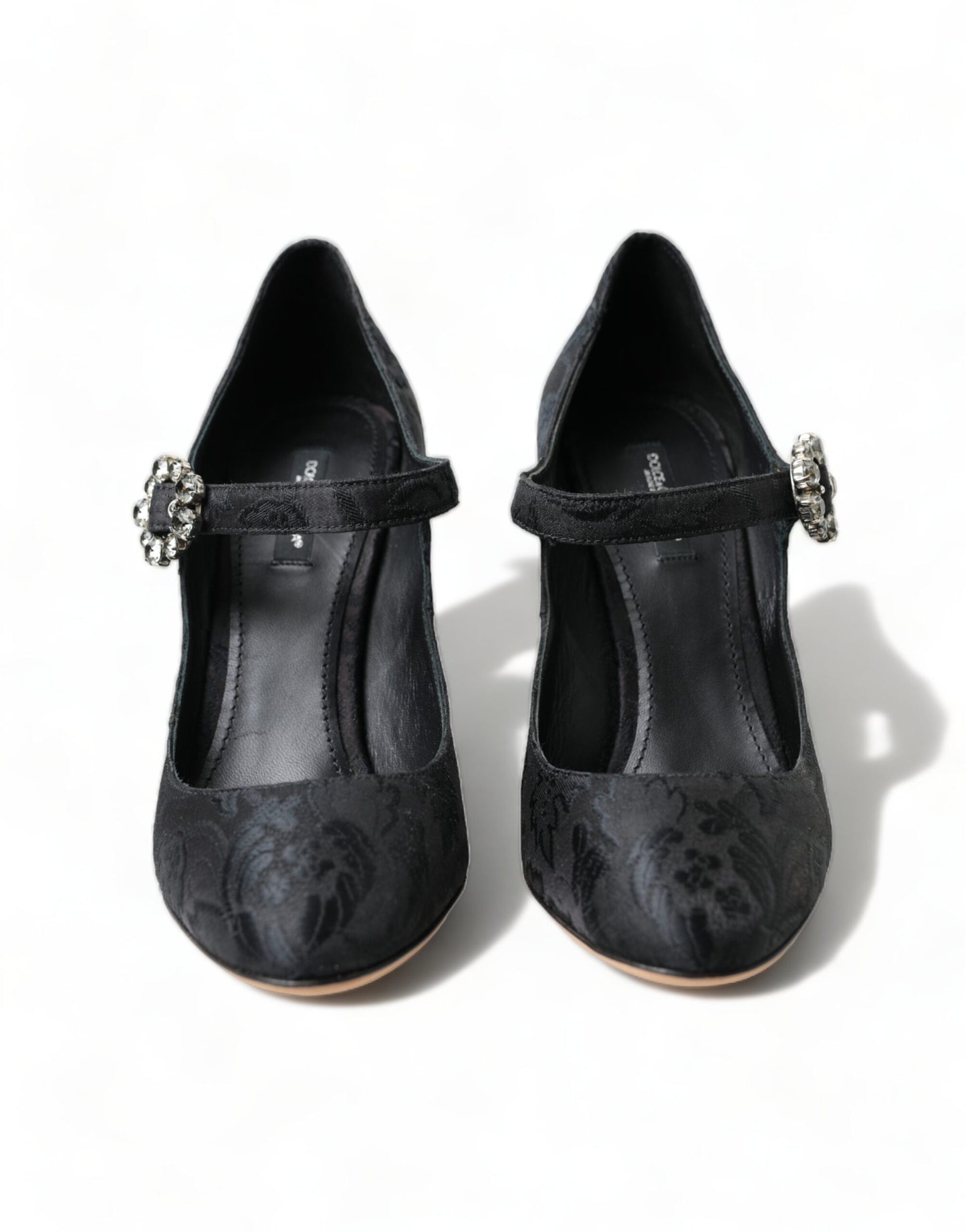 Dolce &amp; Gabbana Schwarze Brokat Mary Janes Heels Pumps Schuhe