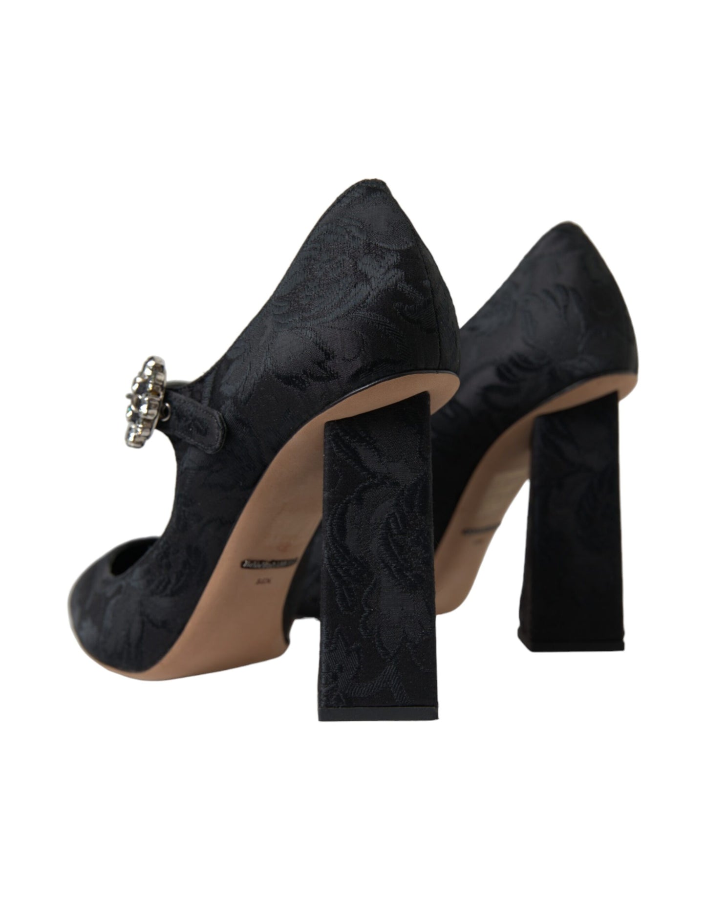 Dolce &amp; Gabbana Schwarze Brokat Mary Janes Heels Pumps Schuhe