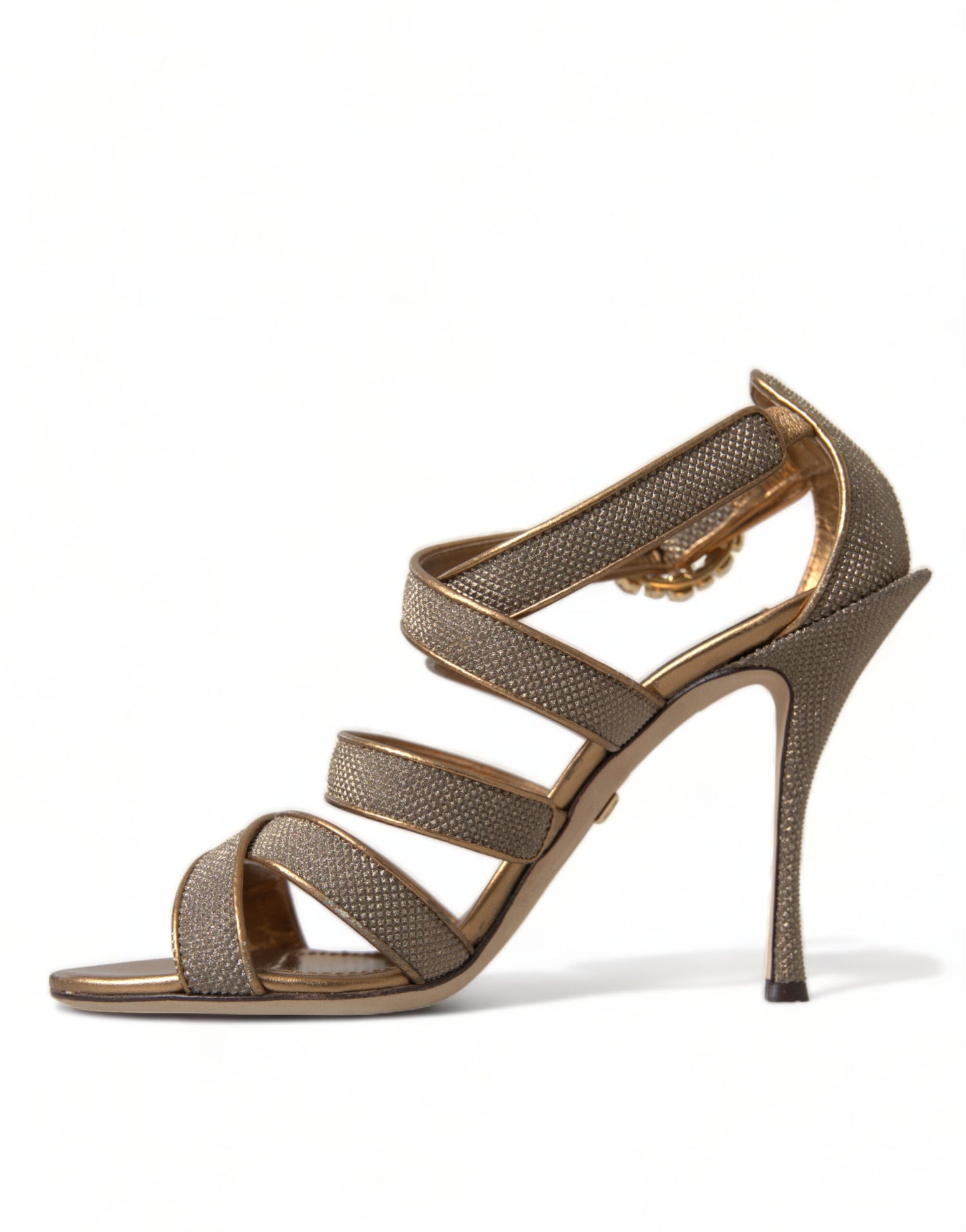 Dolce &amp; Gabbana Bronze Crystal Strap Talons Sandales Chaussures