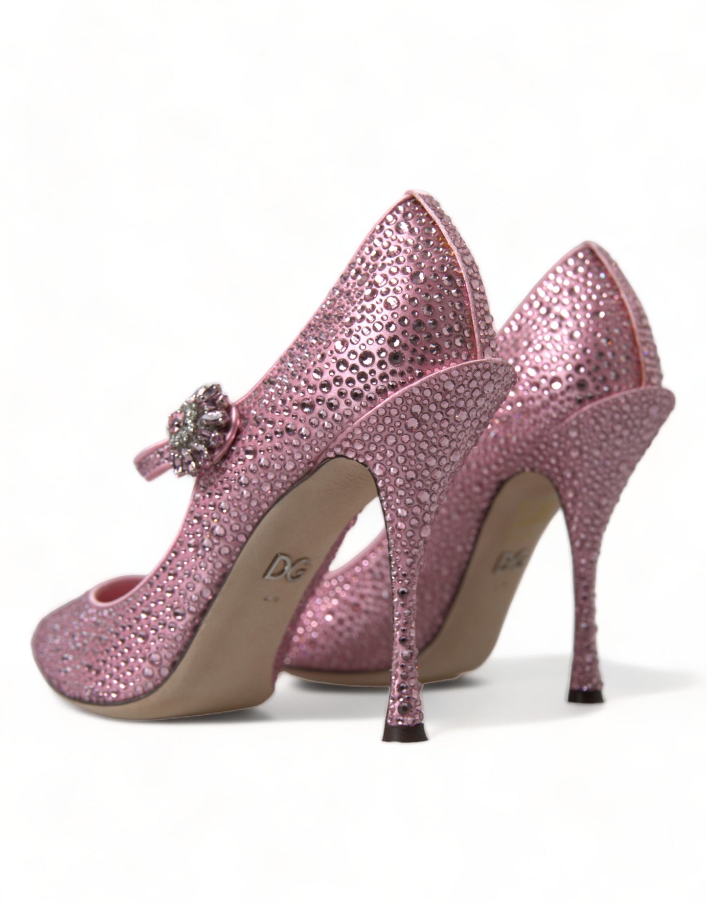 Dolce &amp; Gabbana Escarpins à talons en cristal et strass roses