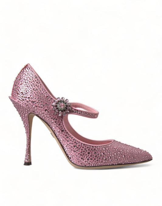 Dolce &amp; Gabbana Escarpins à talons en cristal et strass roses