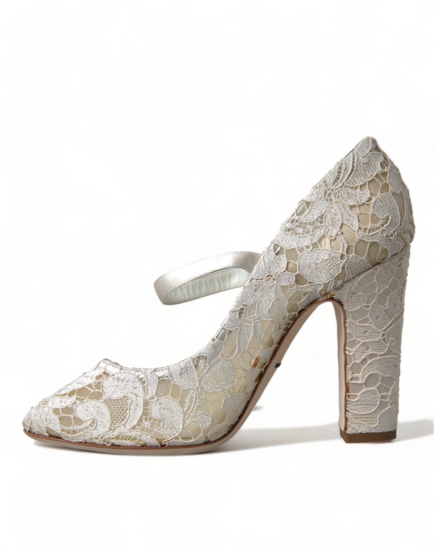 Dolce &amp; Gabbana Chaussures à talons en dentelle blanche et cristaux