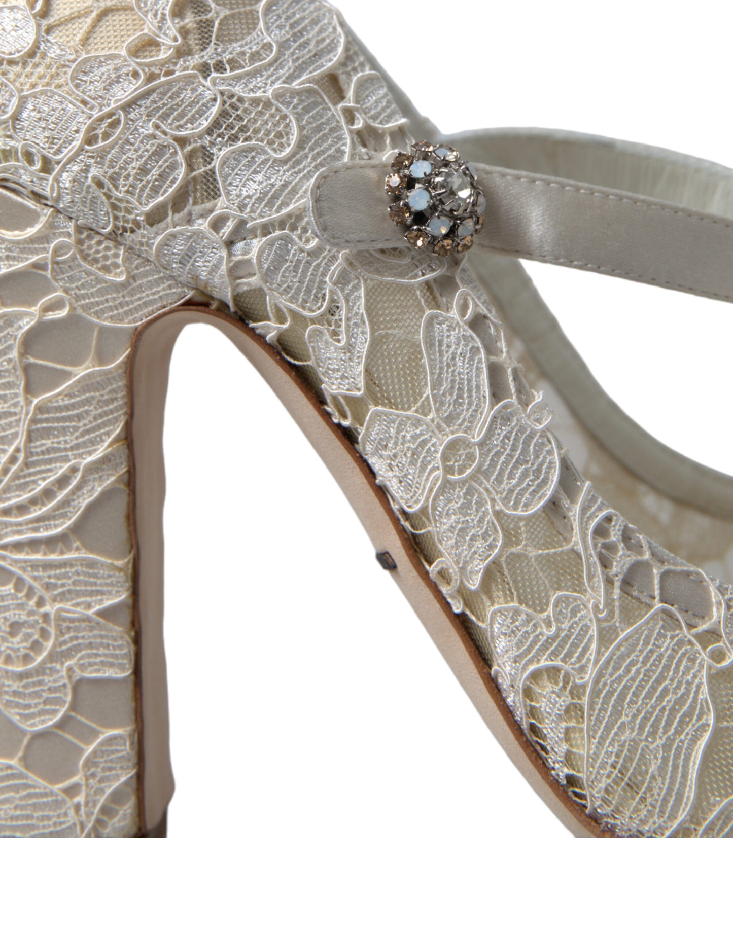 Dolce &amp; Gabbana Chaussures à talons en dentelle blanche et cristaux