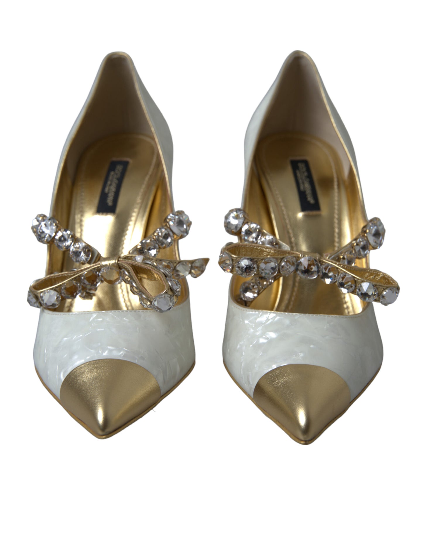 Dolce &amp; Gabbana Escarpins blancs Mary Jane en perles de cristal