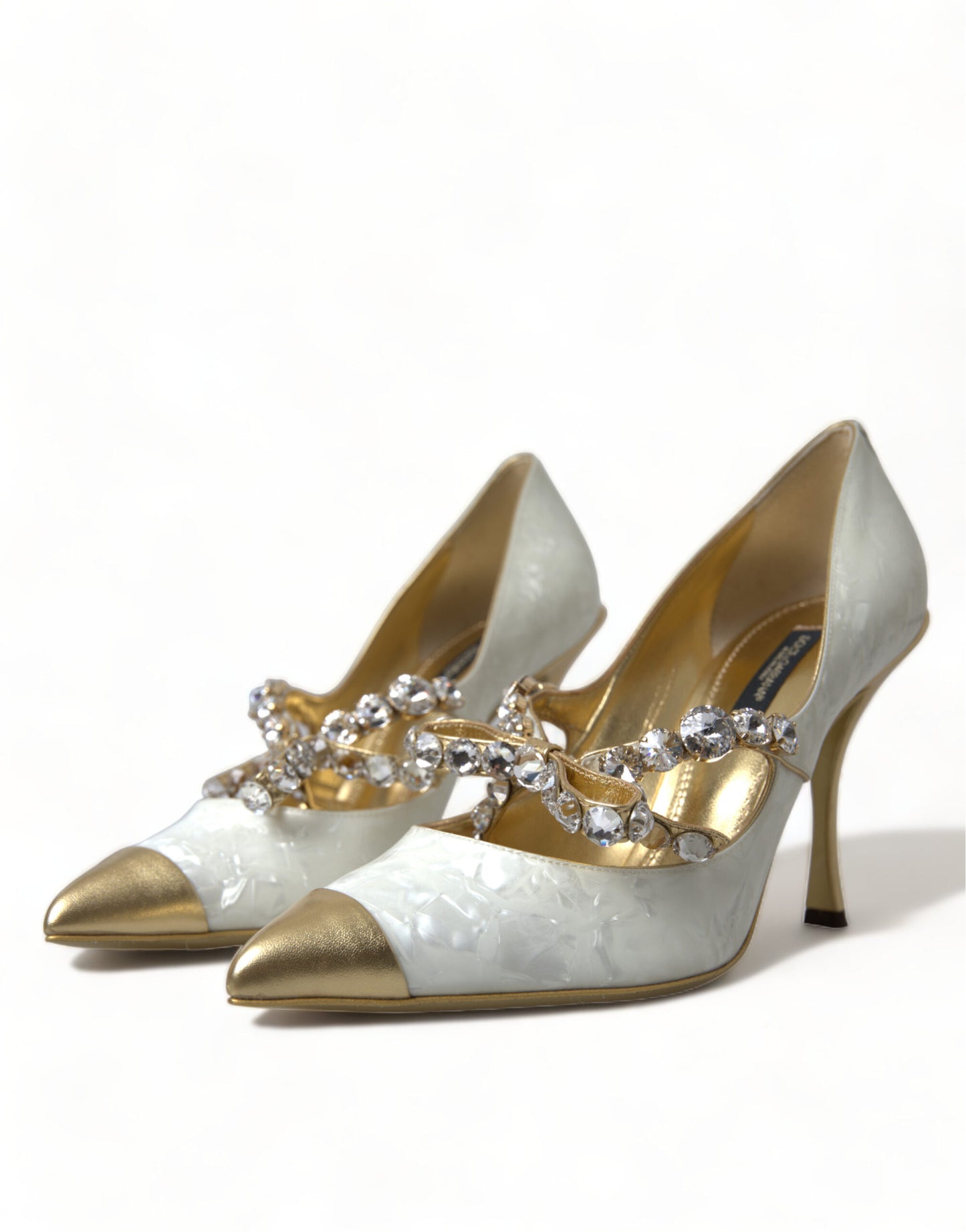 Dolce &amp; Gabbana Escarpins blancs Mary Jane en perles de cristal